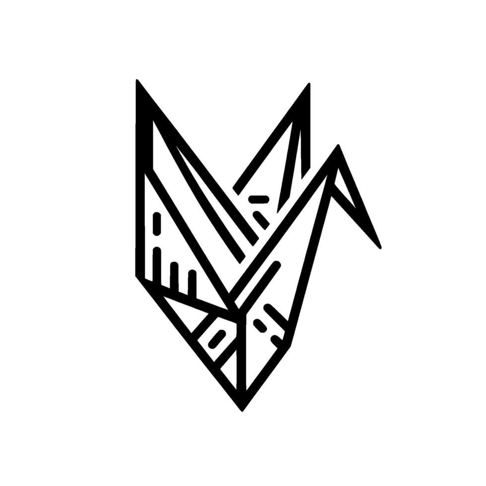 Geometric Origami Crane , Modern Minimalist , Black White vector