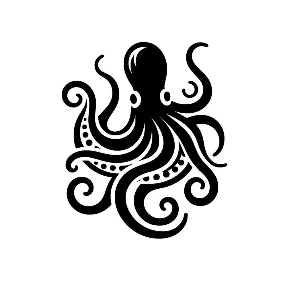Elegant Black and White Octopus Illustration vector