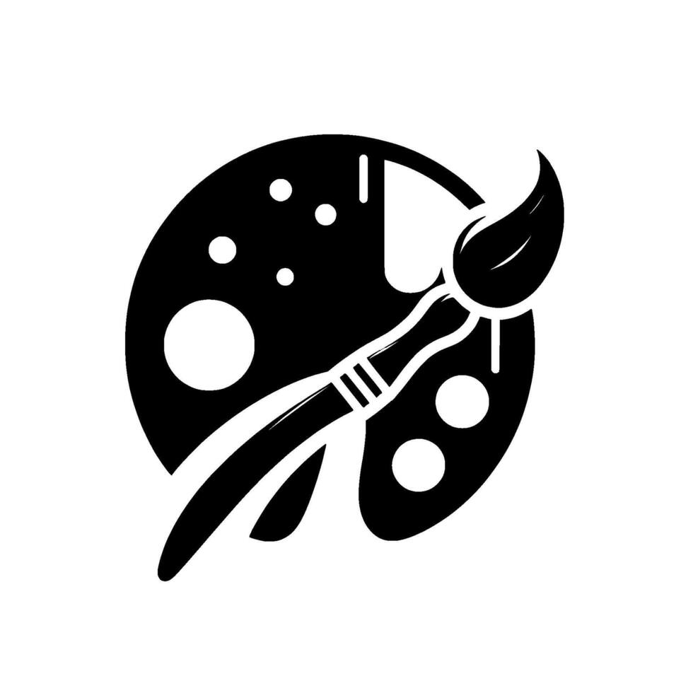 Black White Painters Palette Brush vector