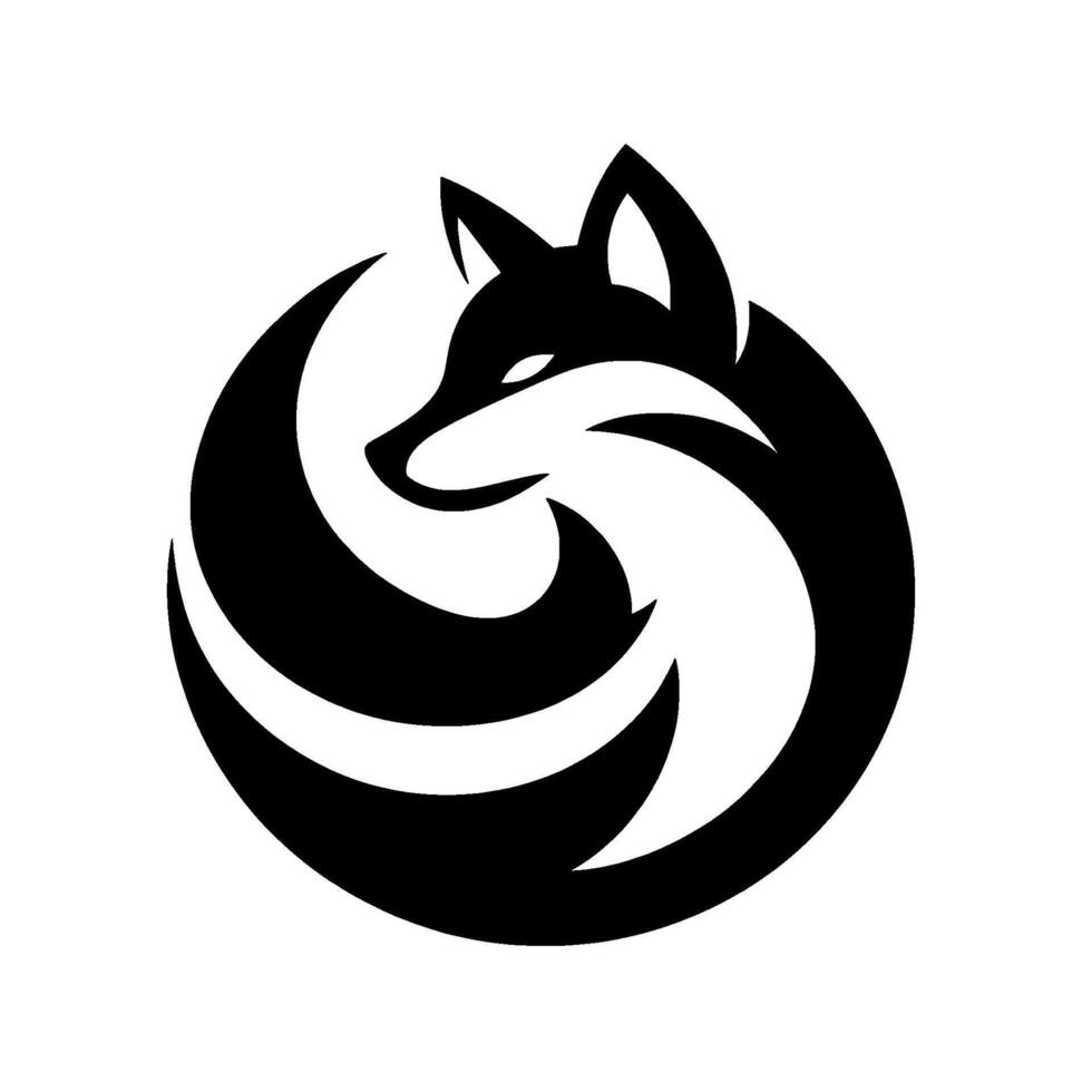 Modern Black and White Fox Swirling vector