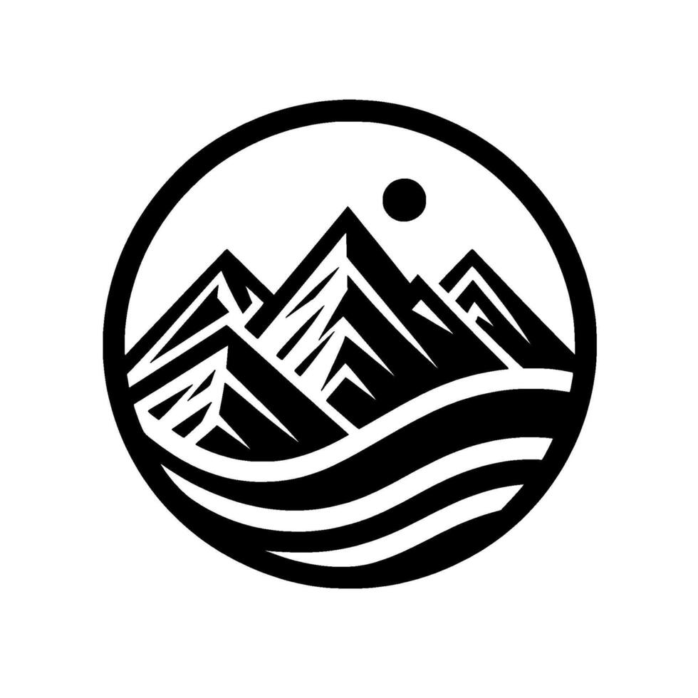 Black and White Mountain in Circle vector