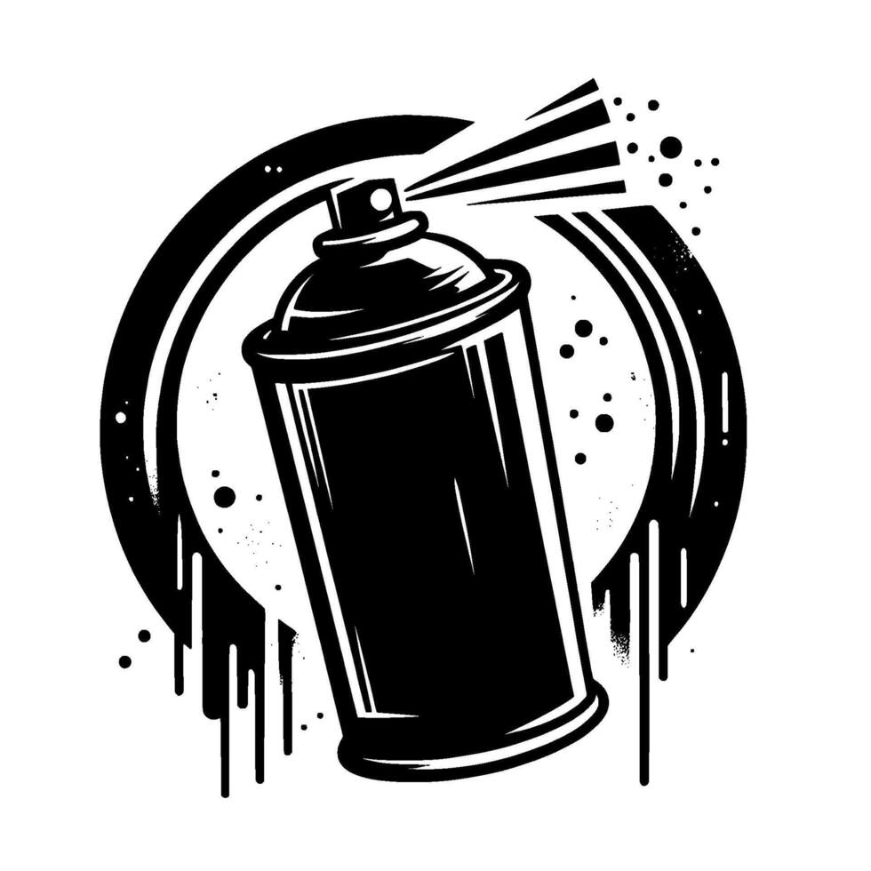 Graffiti Spray Can Bold Black and White vector