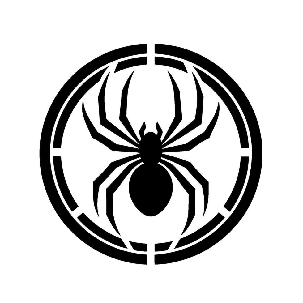 Black Spider in a Circle Minimalist , , Silhouette vector