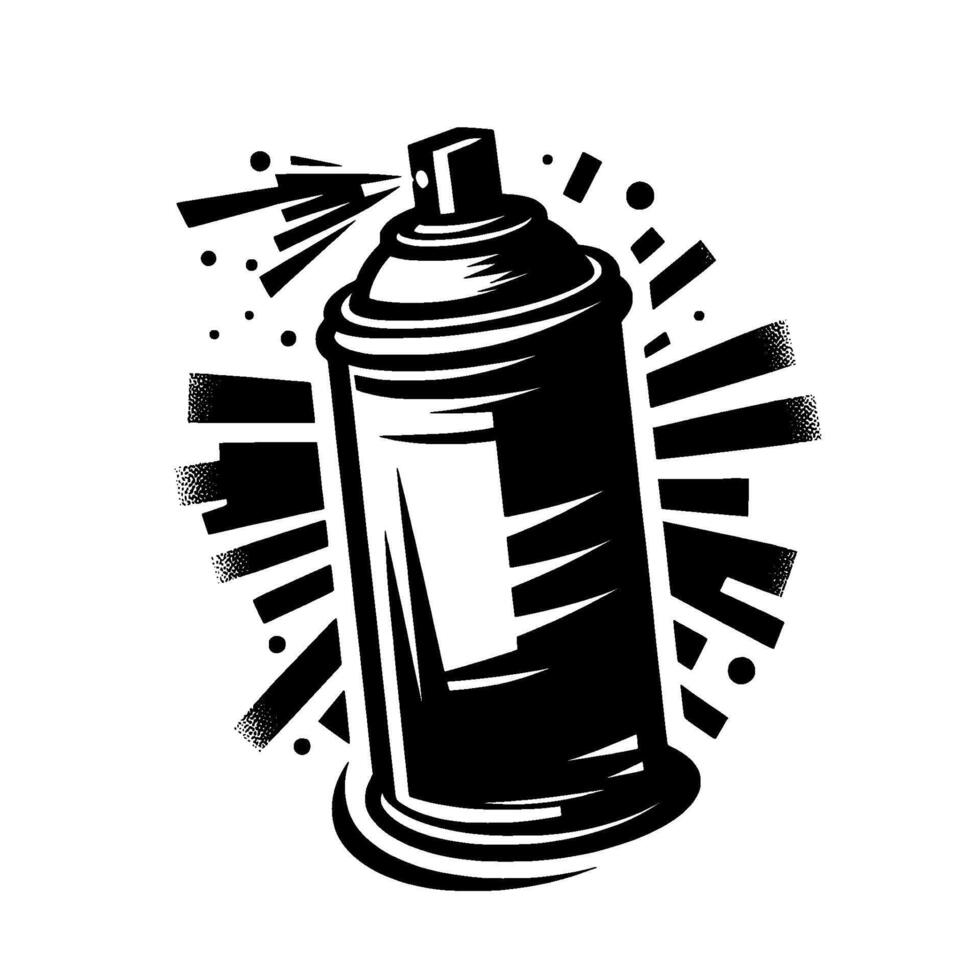 Bold Black and White Spray Paint Can vector