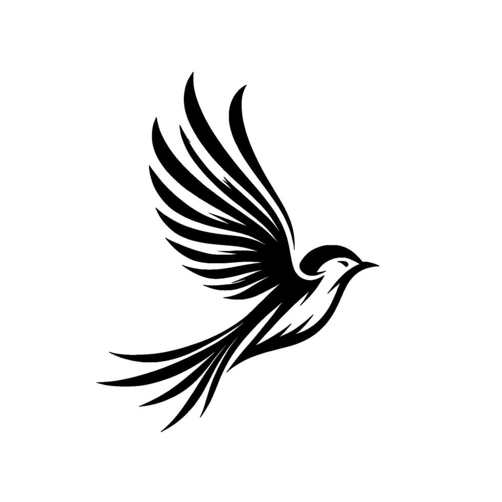 Elegant Black and White Bird , Wings Spread, Flight, Freedom Concept vector