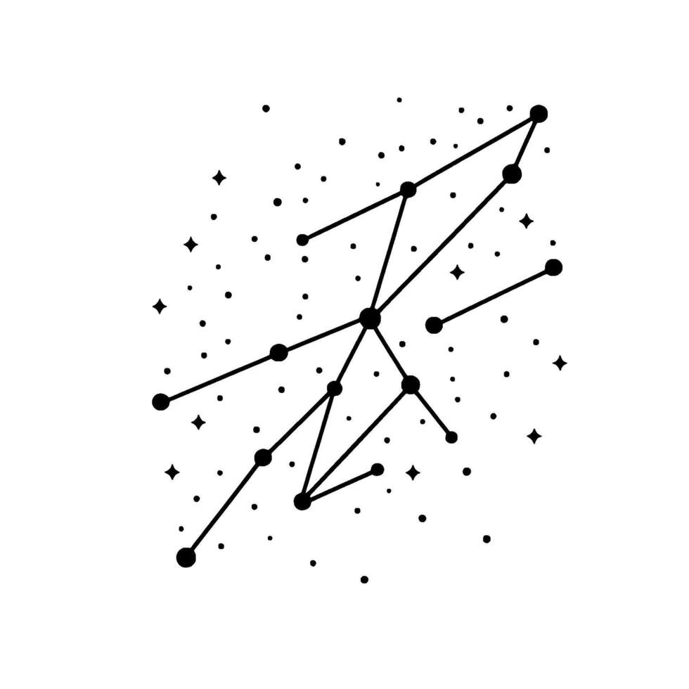 Minimalist Constellation Illustration Cosmic Dots and Lines vector