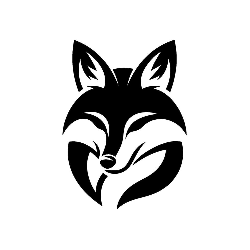 Minimalist Fox Head Silhouette Bold Black White vector