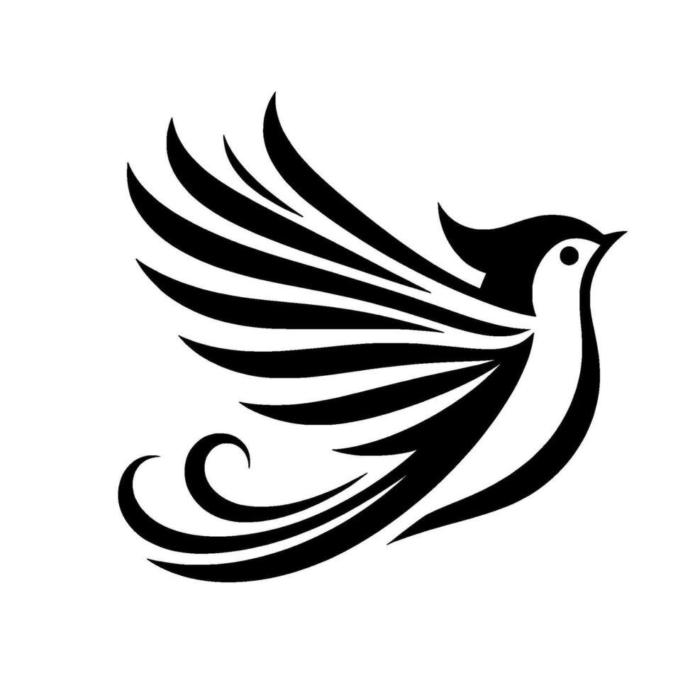 Black White Minimalist Bird for Peace, Freedom, Branding vector