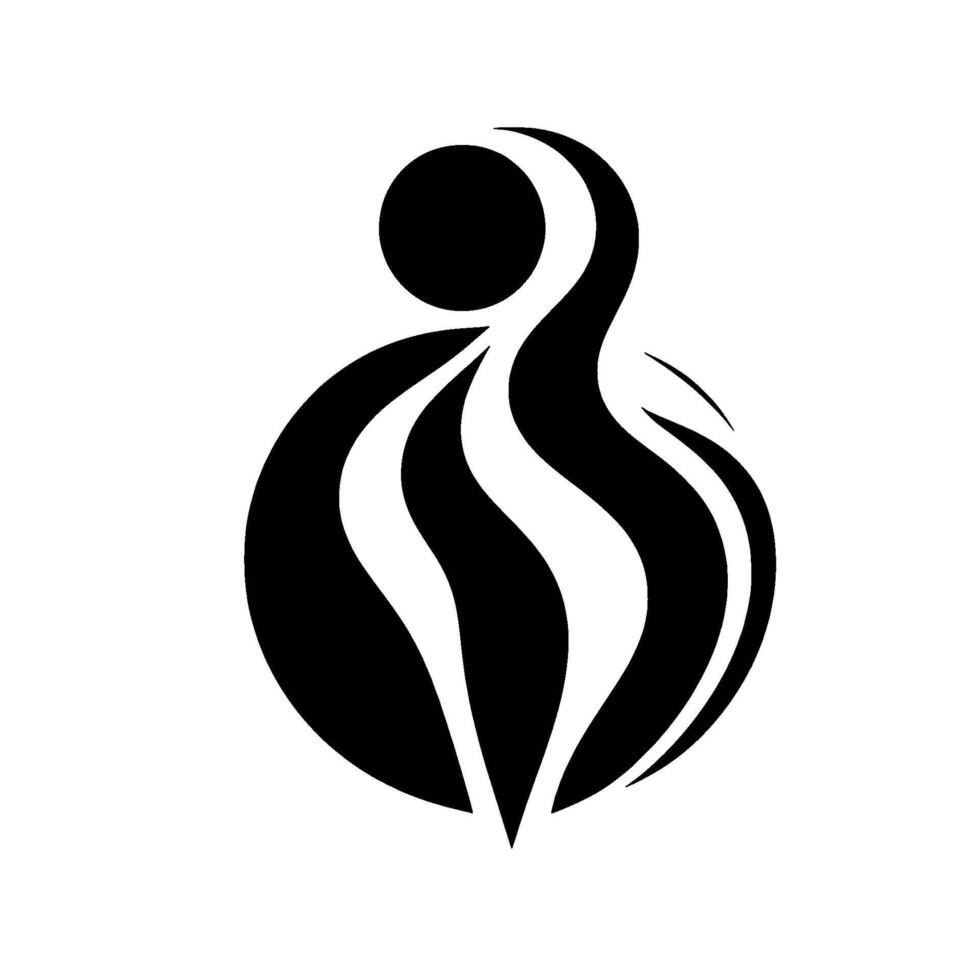 Abstract Black and White Symbol Serene Curves and Organic Form vector