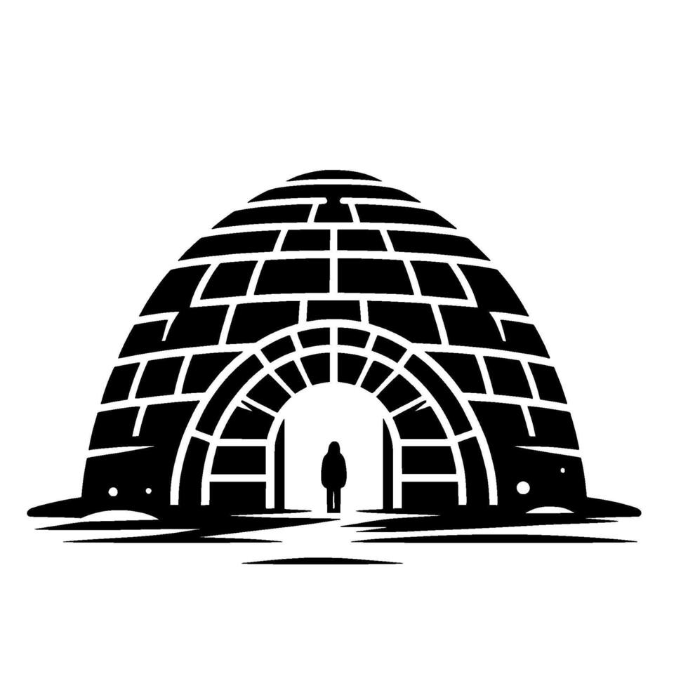 Simple Igloo Silhouette Winter Scene, , Illustration vector