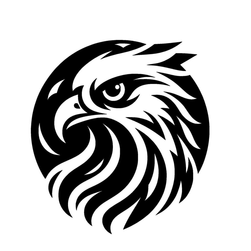 Bold Eagle Head in Circle Minimalist Black and White vector