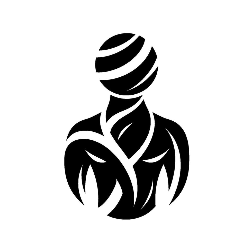 Abstract Human Form Tribal Tattoo Style Silhouette on White vector