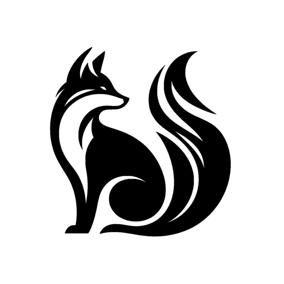 Minimalist Fox Elegant Black and White vector