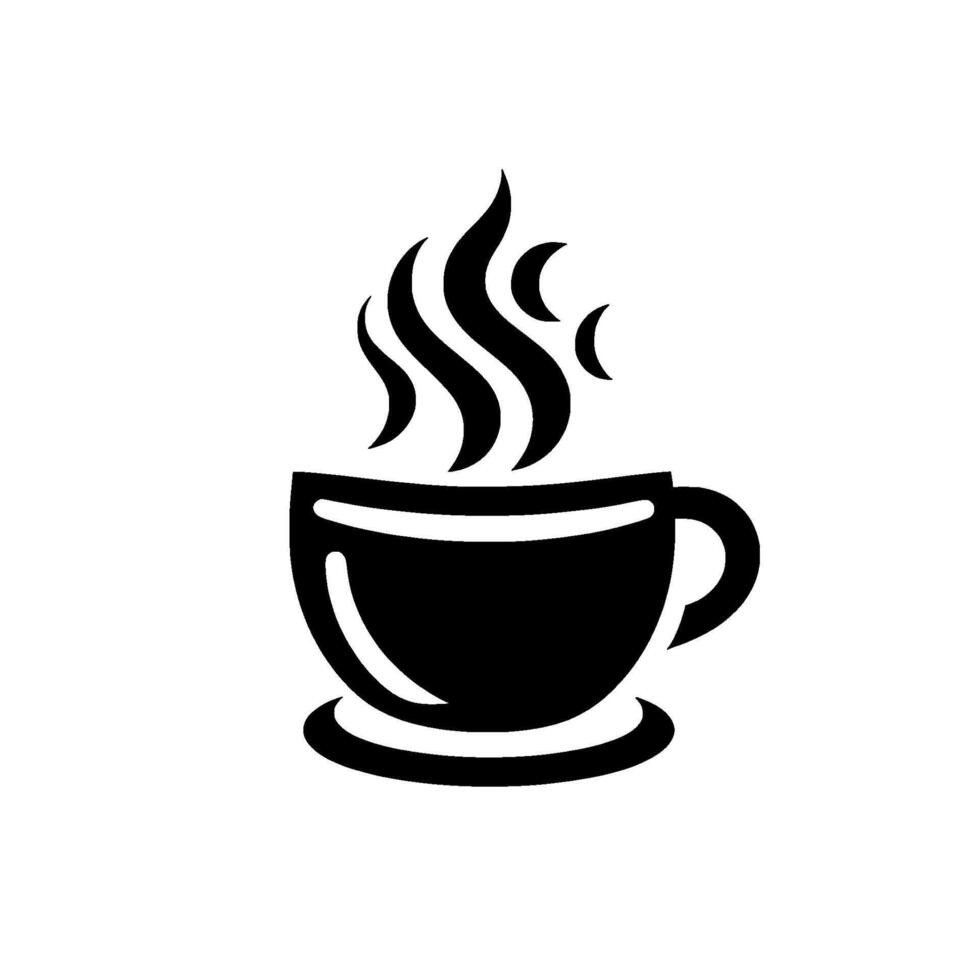 Minimalist Coffee Cup Steaming Silhouette on White Background vector