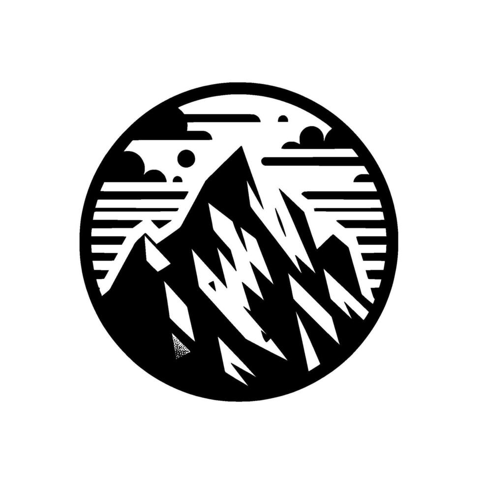 Monochromatic Mountainscape Circle Minimalist Nature vector