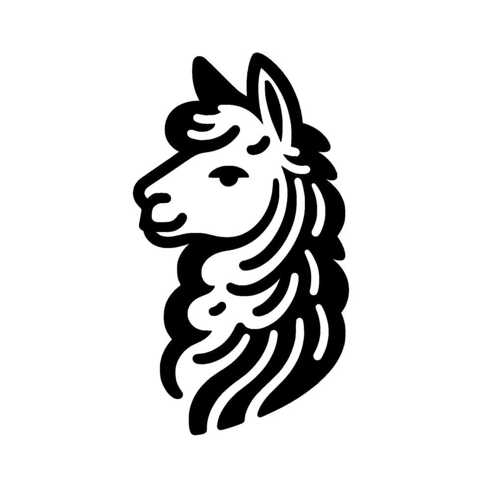 Simple Black White Alpaca Silhouette for Logos Designs vector