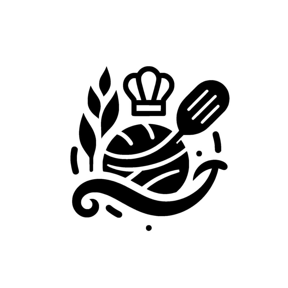 Bakery Black White with Bread, Wheat, and Chefs Hat vector