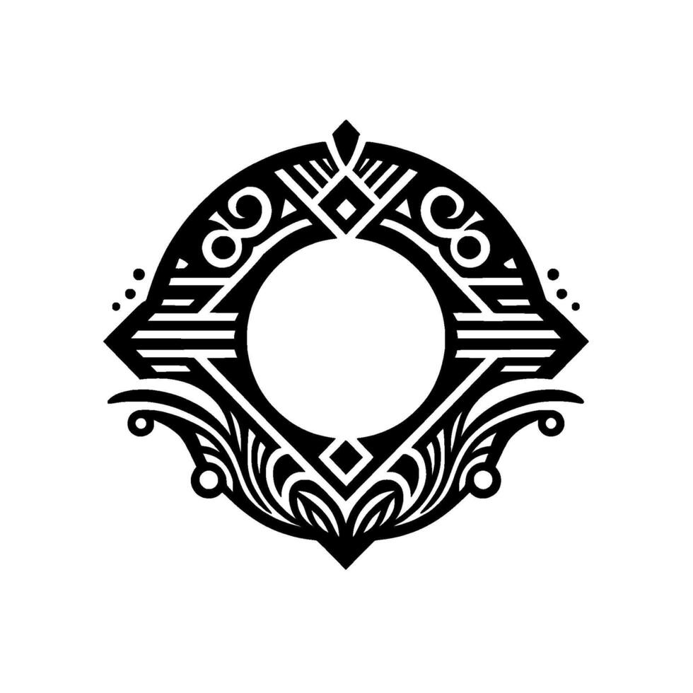 Decorative Art Deco Black Frame with Circle Center vector