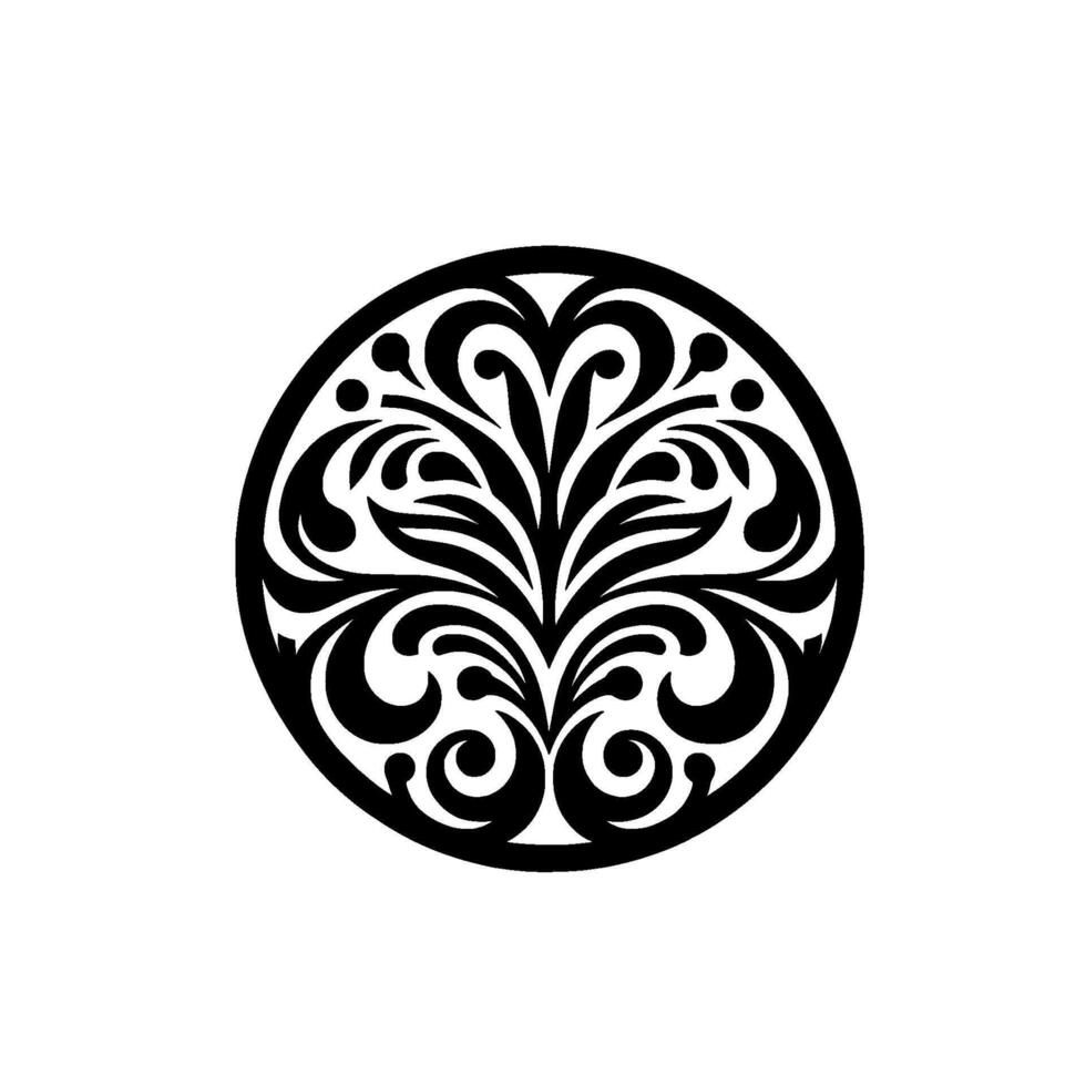 Elegant Floral Mandala Black White Ornamental vector