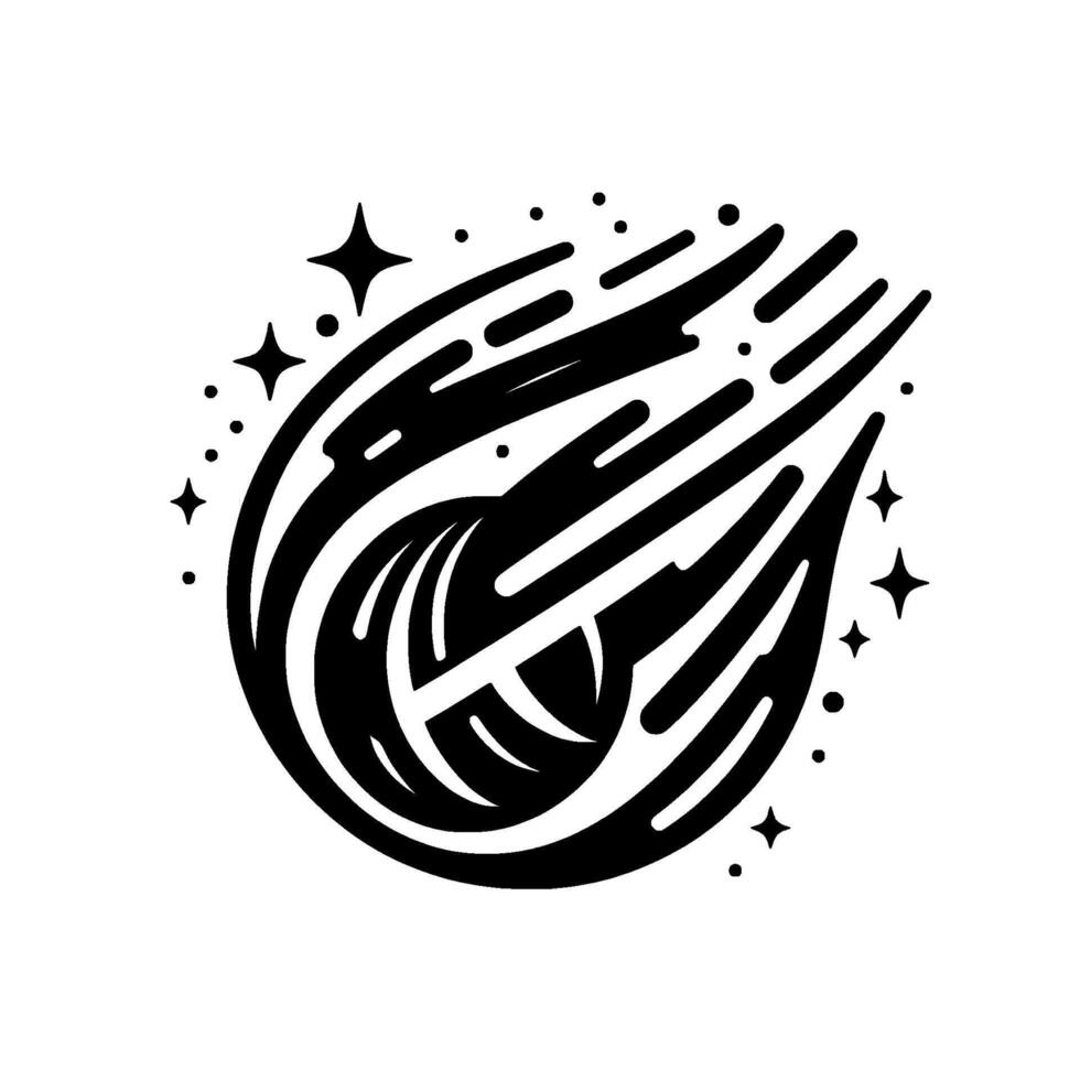 Black White Comet Illustration Minimalist Celestial vector