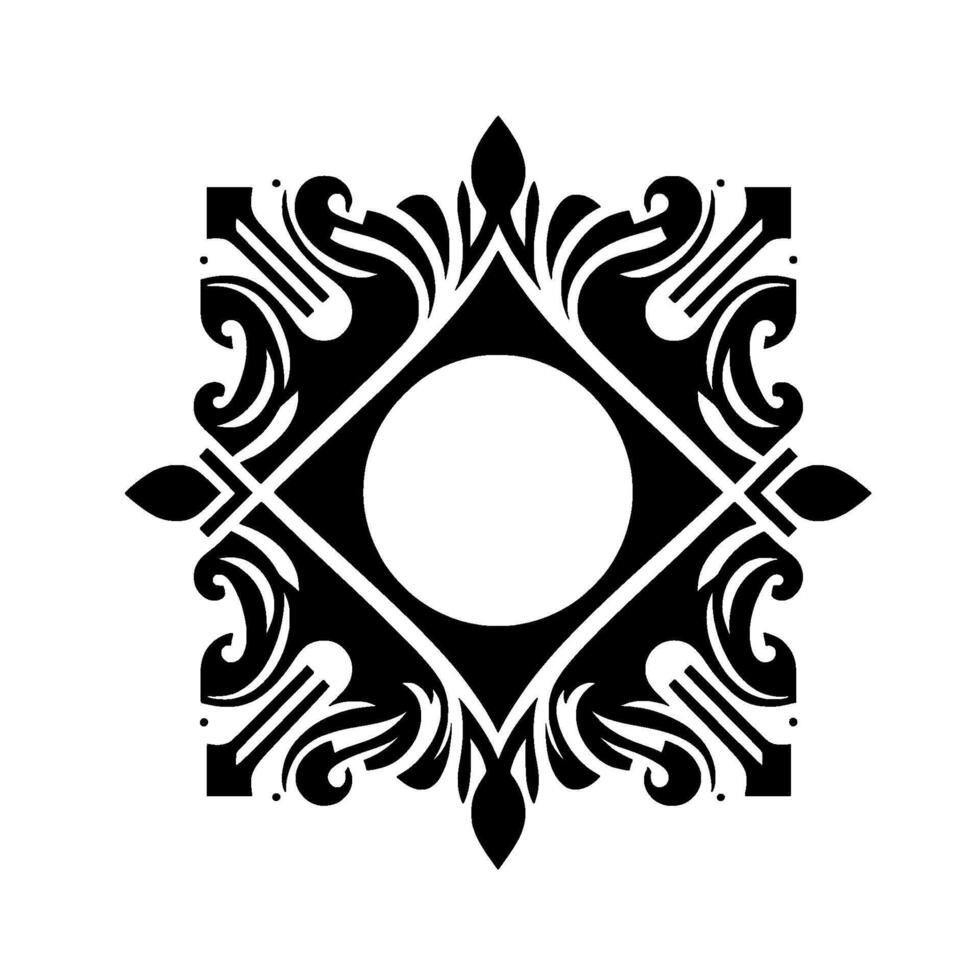 Black White Ornamental Square vector