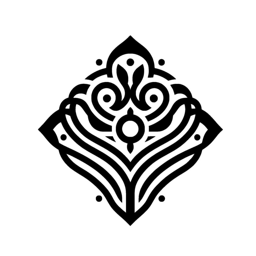 Geometric Black White Ornament, Elegant , Symmetric Pattern vector