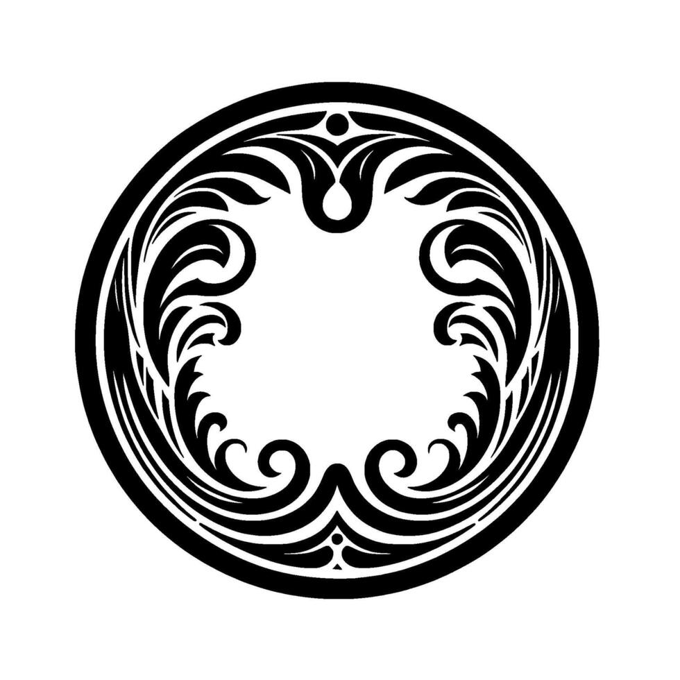 Elegant Circular Ornament in Black and White vector