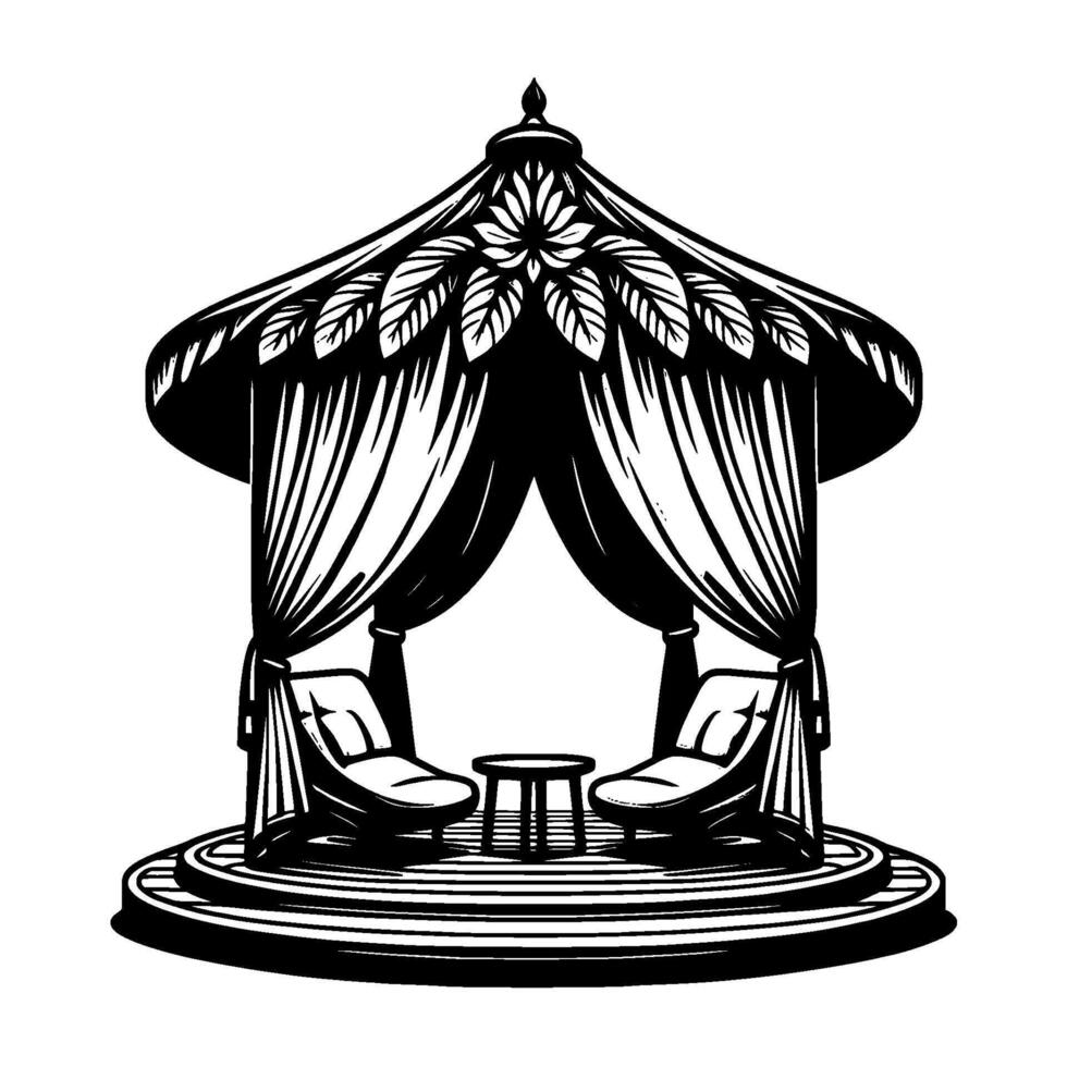 Elegant Black White Gazebo Relaxation Spa Illustration vector