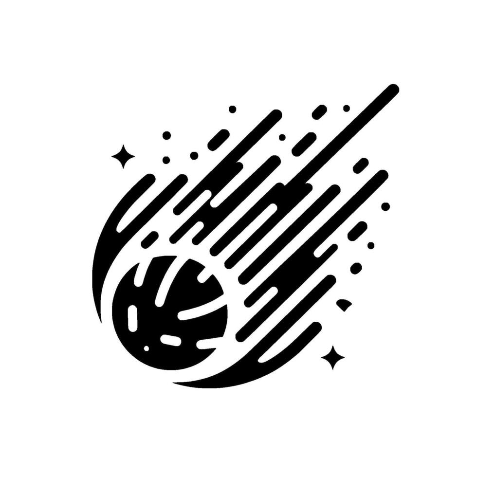 Bold Comet in Black and White Minimalist vector