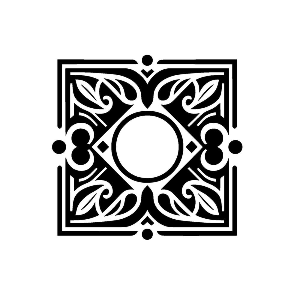 Elegant Ornamental Black and White Square Element vector
