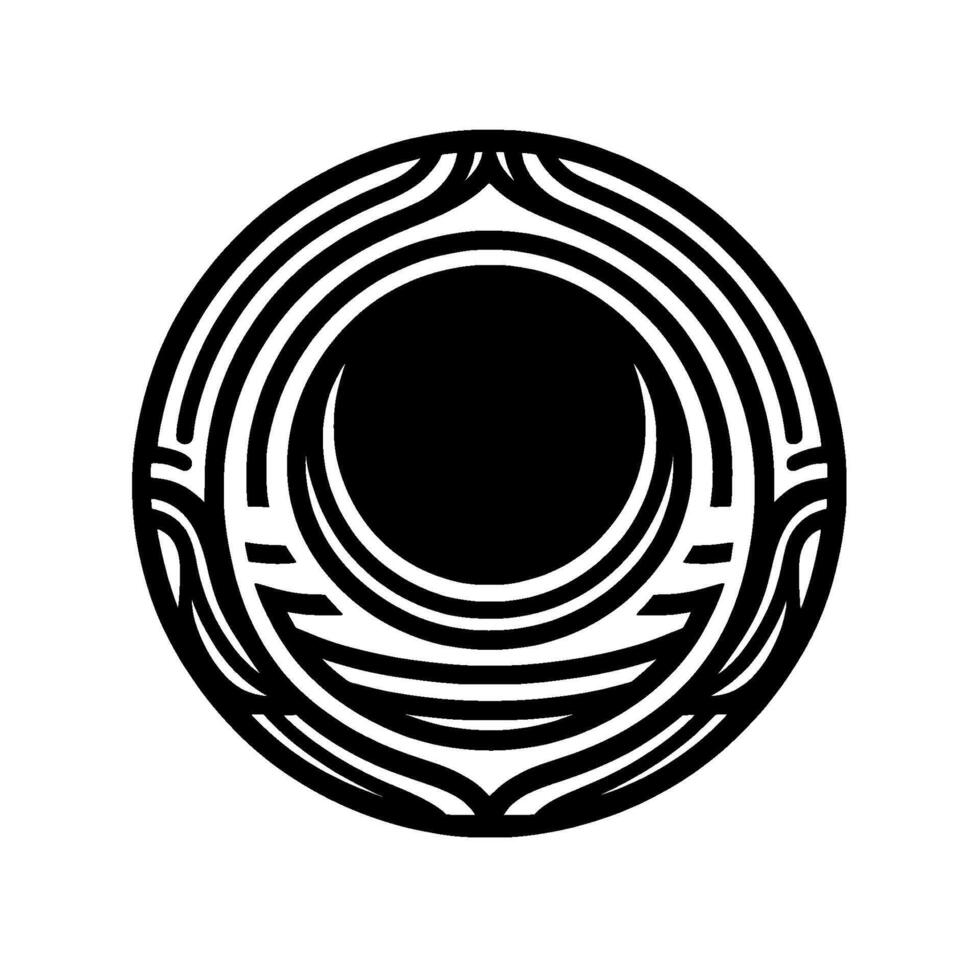 Geometric Circular Motif in Black and White Minimalist vector