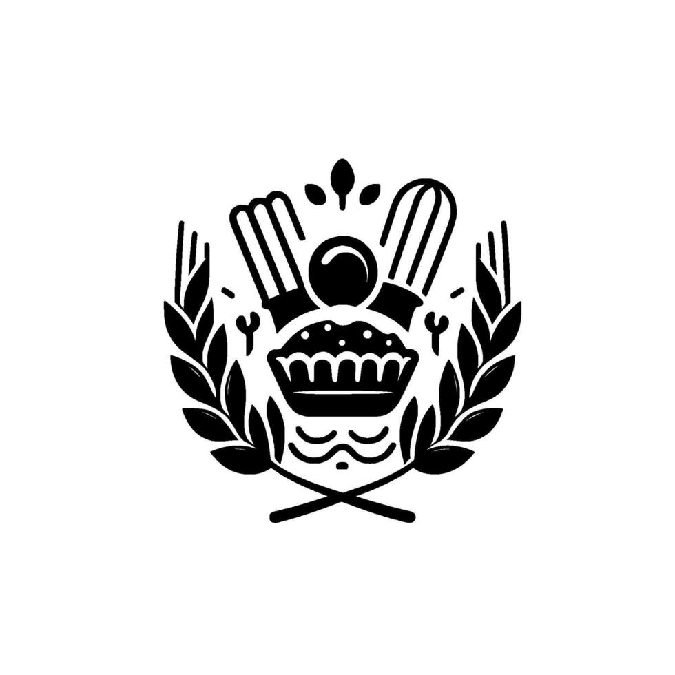 Bakery Minimalist Black White Emblem of Baking and Flour vector