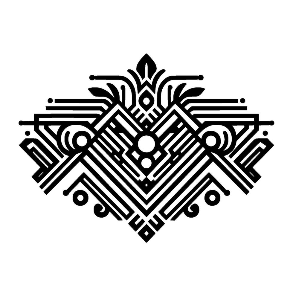 Art Deco Ornament Elegant Black White Geometric vector