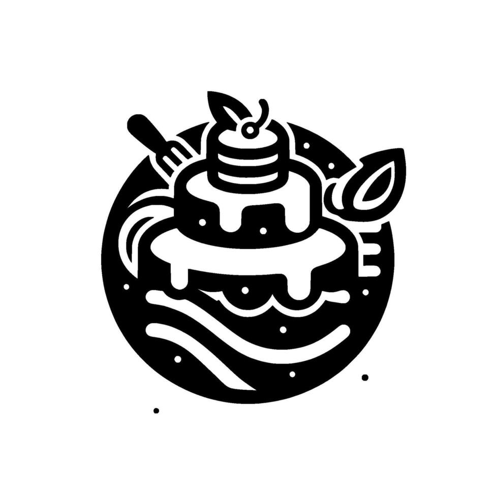 Modern Minimalist Cake Illustration in Black White, Style vector