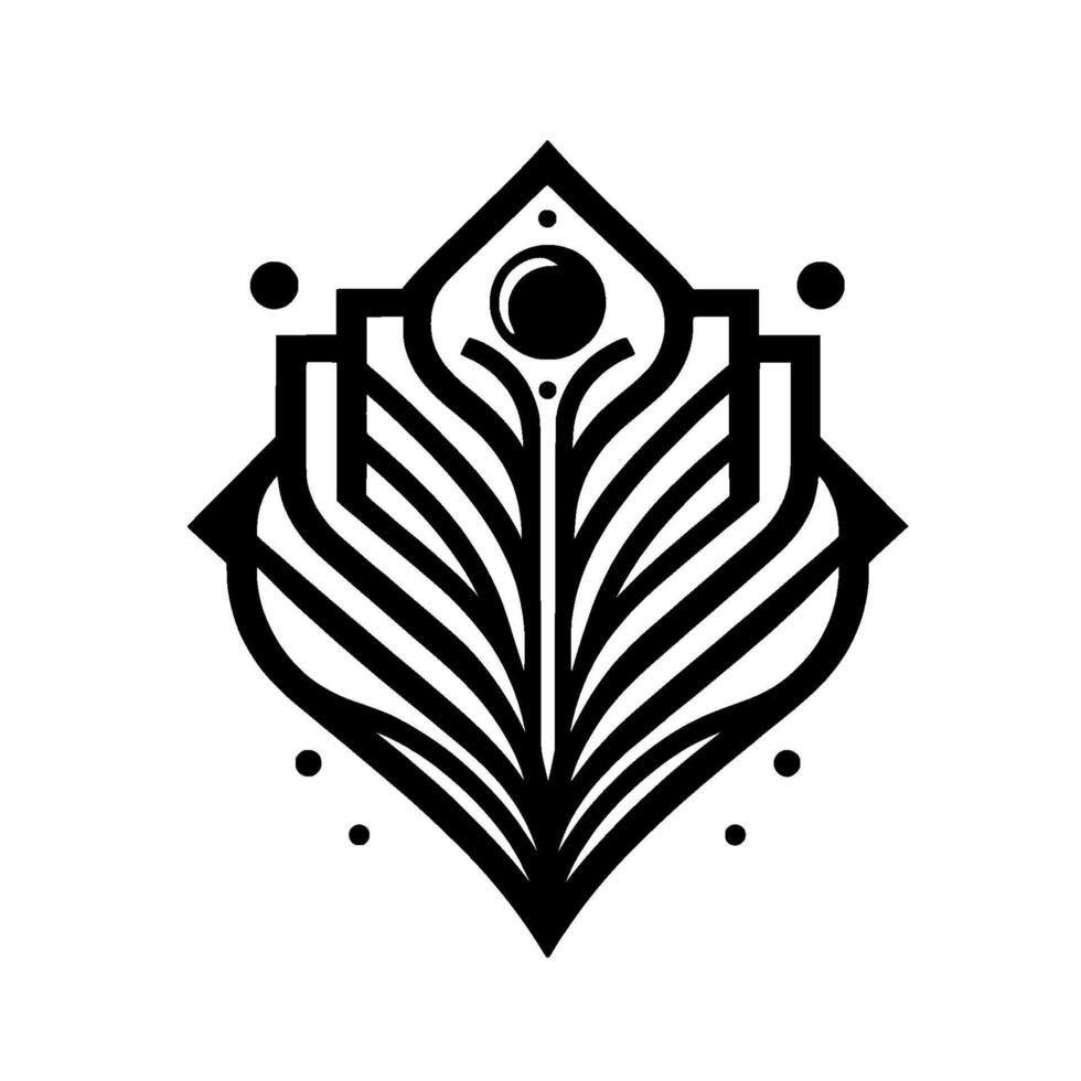 Abstract Geometric Feather Black and White Minimalist vector