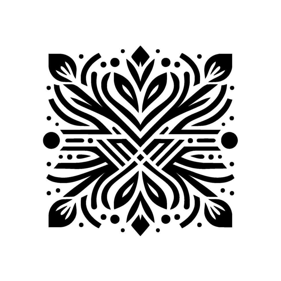 Black White Floral Geometric Mandala, Illustration vector