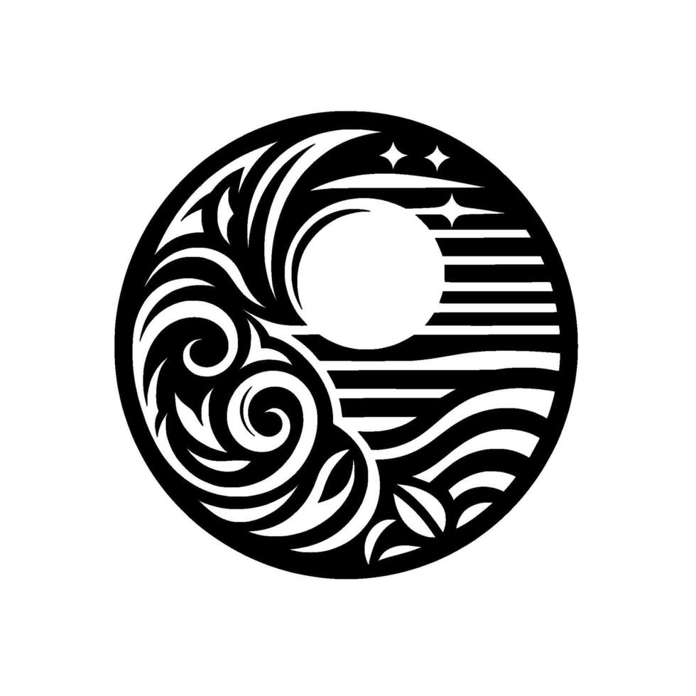 Abstract Black and White Mandalaesque Circular Ornament vector