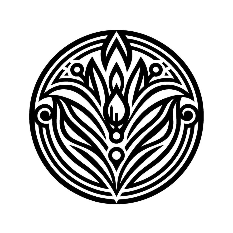 Abstract Floral Mandala in Black and White vector