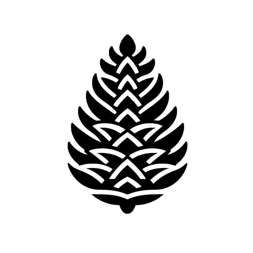 Black and White Pinecone Illustration Minimalist Nature vector