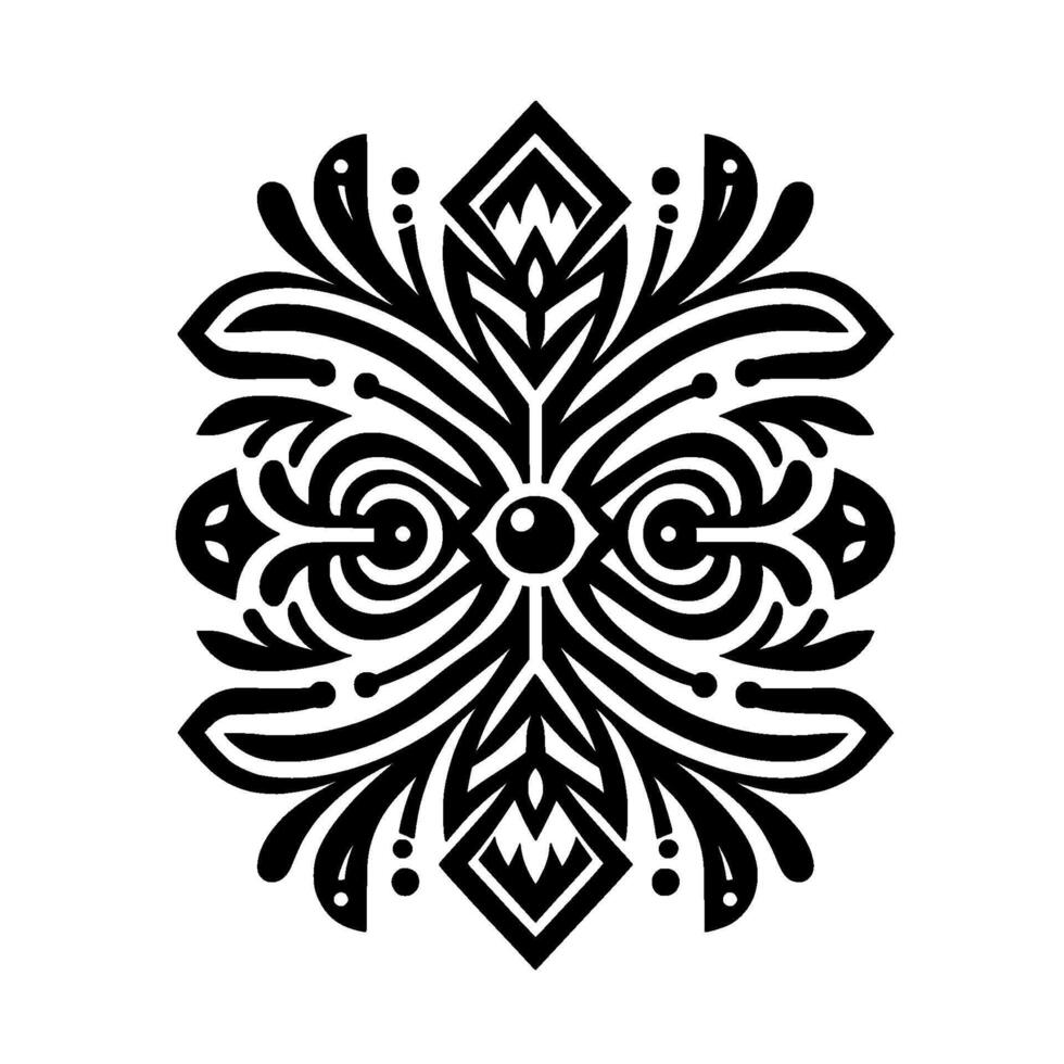 Ornamental Black White Floral Element for Branding vector
