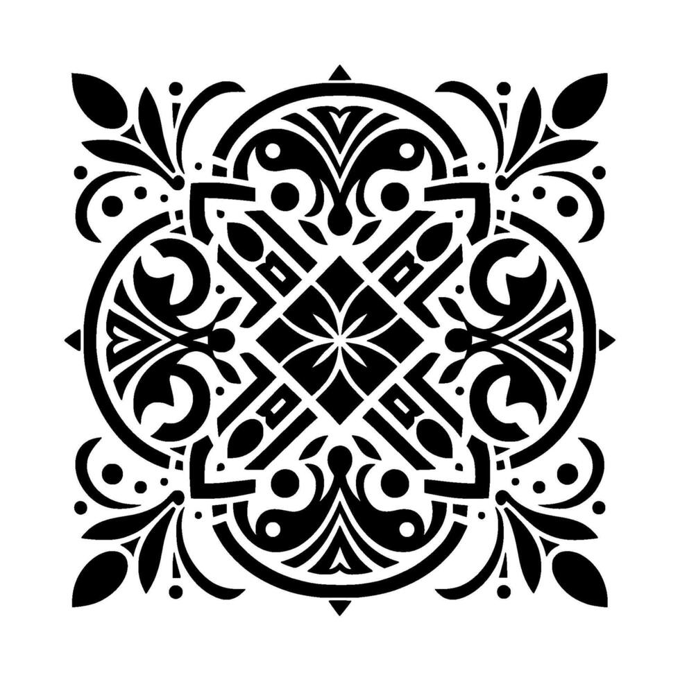 Ornate Black and White Mandala on White Background vector