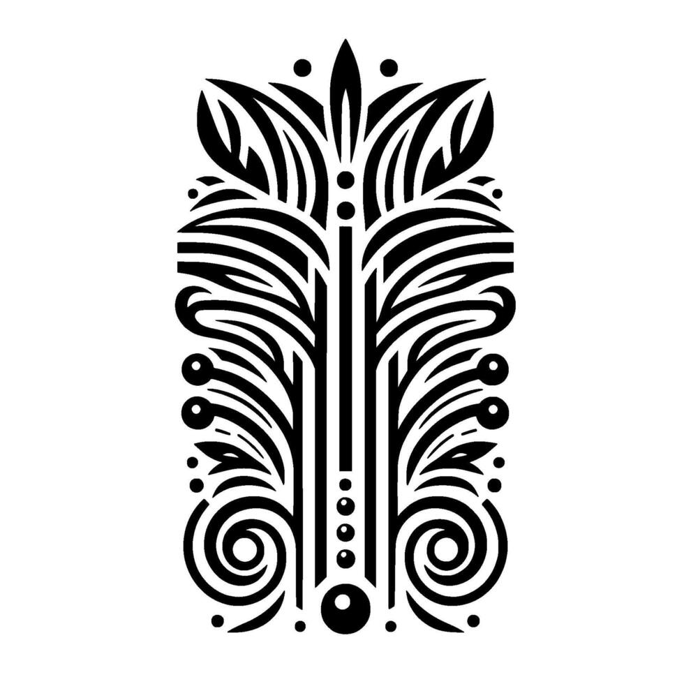 Black White Deco Floral Element on White Background vector