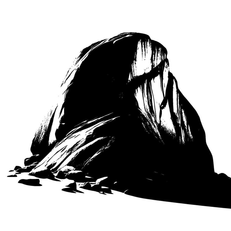 Abstract BW Rock Formation on White Background vector
