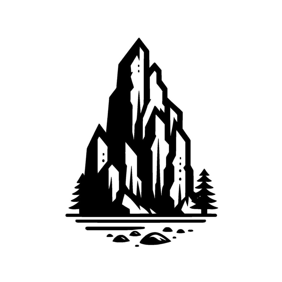 Minimalist Mountain Landscape Illustration in Black and White vector