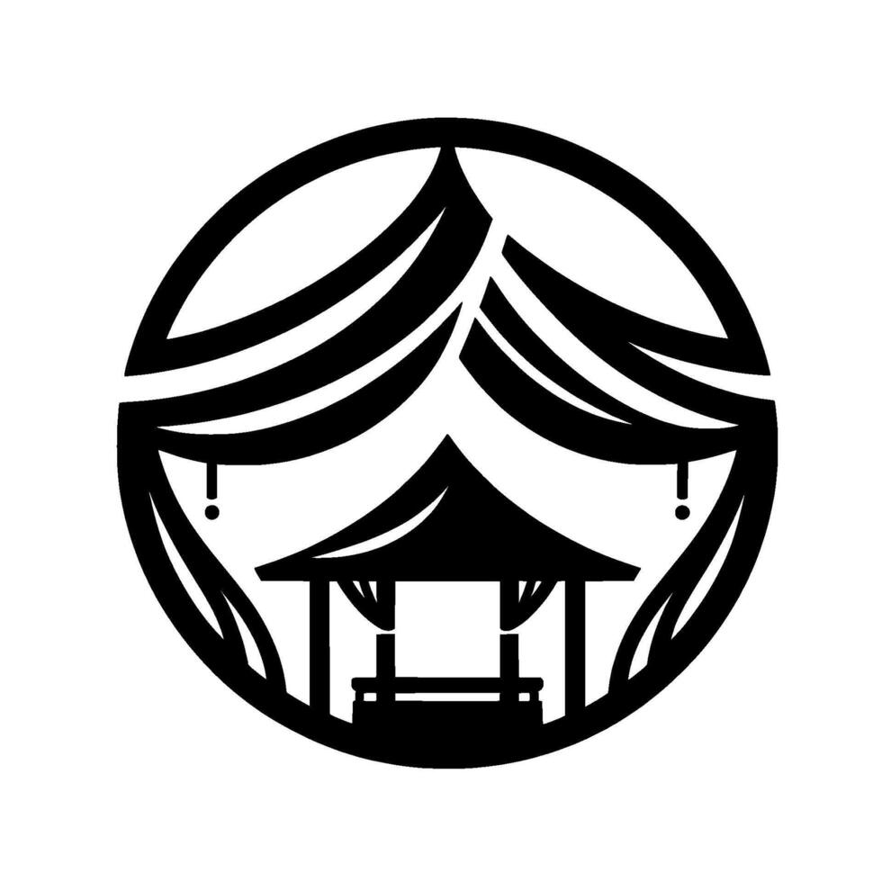Minimalist Japanese Garden Black White Circle vector