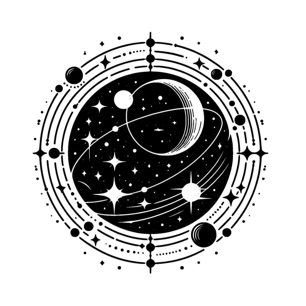 Celestial Mandala Black White Space Illustration vector