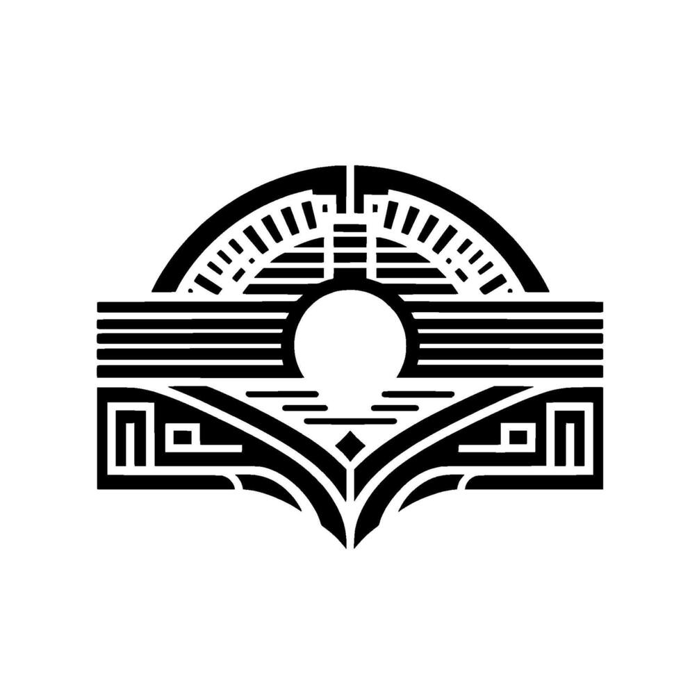 Abstract Black and White Symbol Geometric on White Background vector