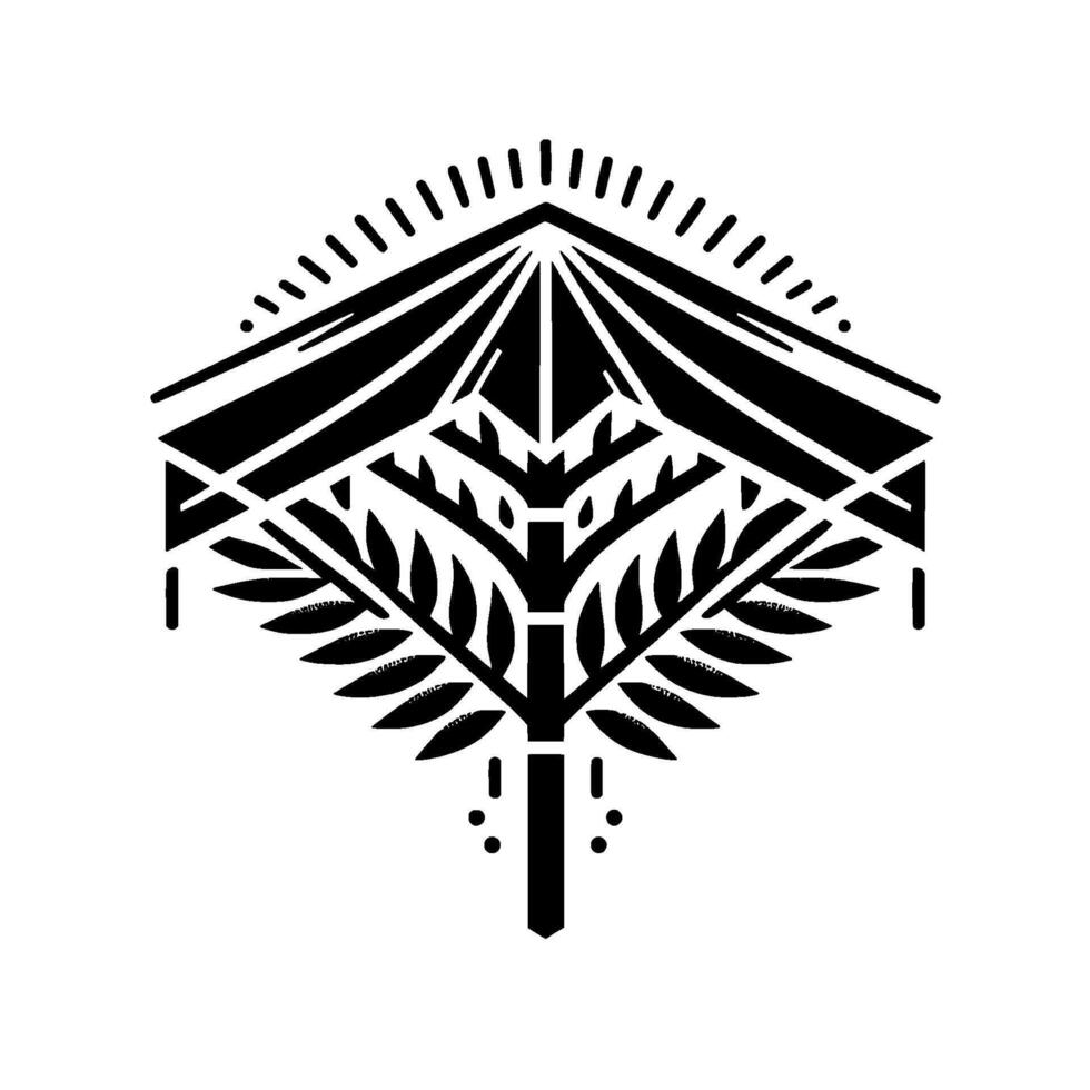 Geometric Tree with Canopy Black White Minimalist vector