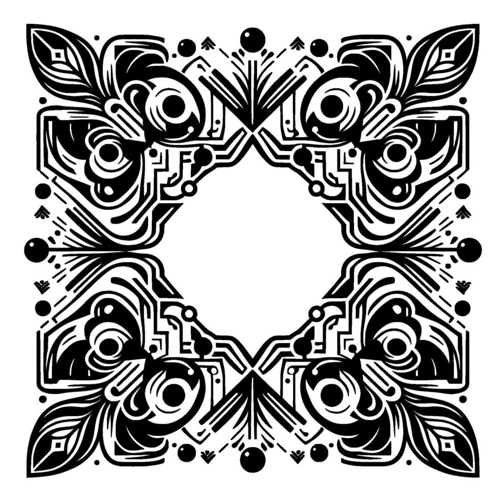 Abstract Geometric Mandala Black and White Ornamental vector