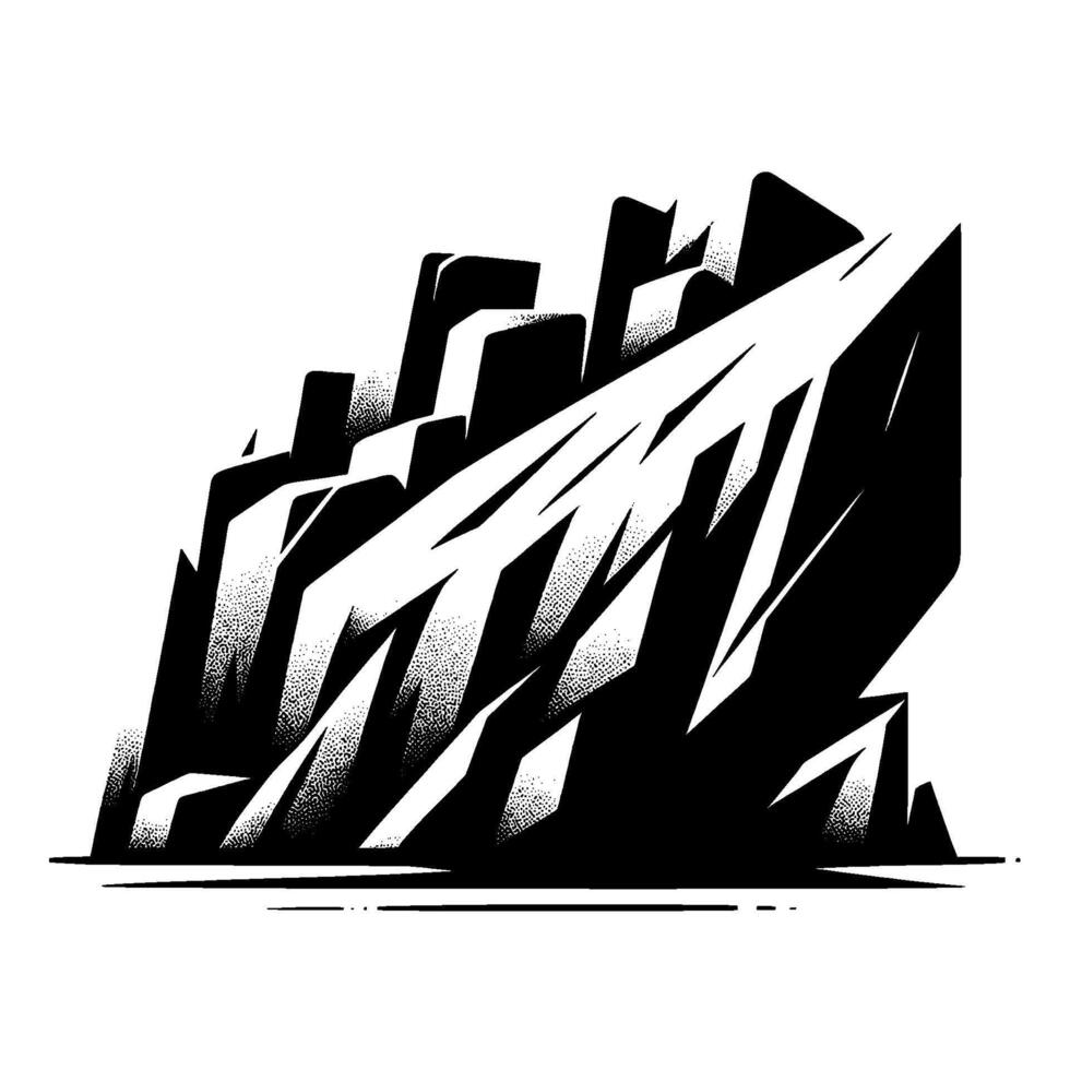 Abstract Mountain Peaks Black White Illustration vector